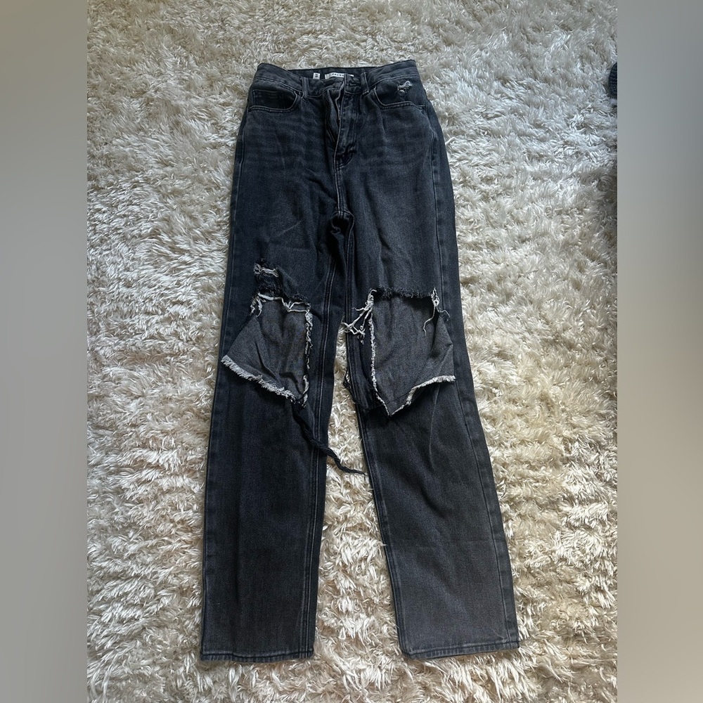 PacSun Black Distressed Straight Leg 90s Boyfriend Jeans